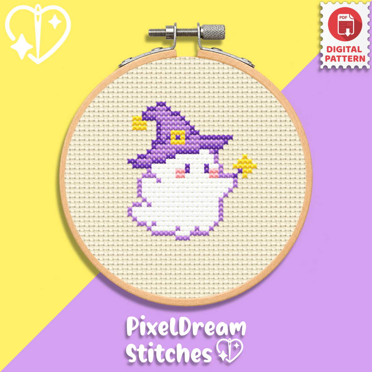 Witchy Ghost - Cross Stitch Pattern PDF